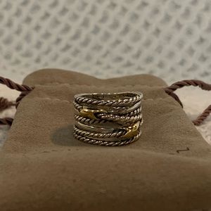 David Yurman Double X Crossover Ring with 18k Gold